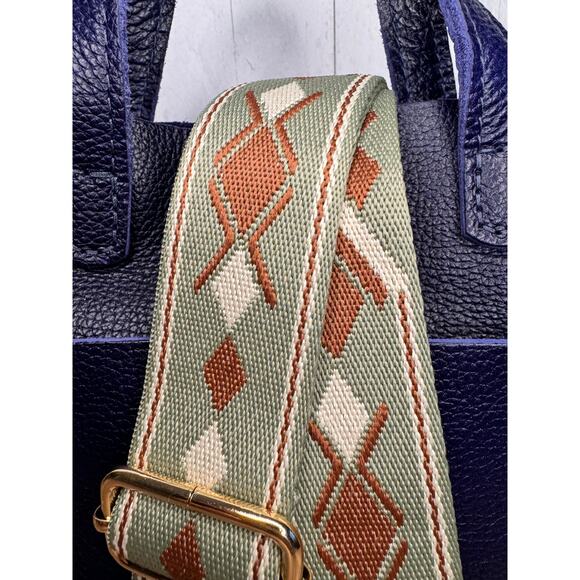 Wide Crossbody Strap Guitar Strap Argyle Green Tan Boho Bag Strap FAST SHIP - Picture 4 of 5